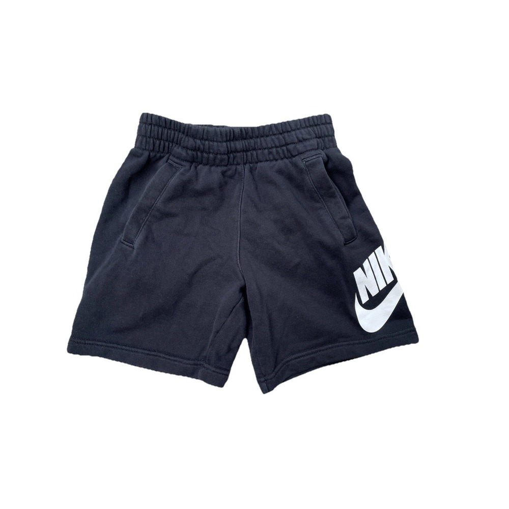 Nike Boys Shorts Small‎ Black Terry Cloth Athletic Elastic Waist Swoosh Logo